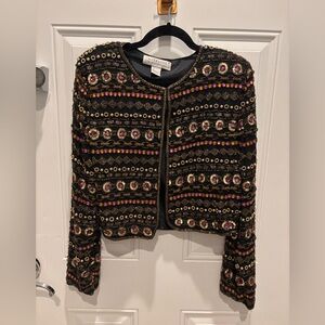 vintage Niteline by Della Roufogla black silk beaded and sequined jacket